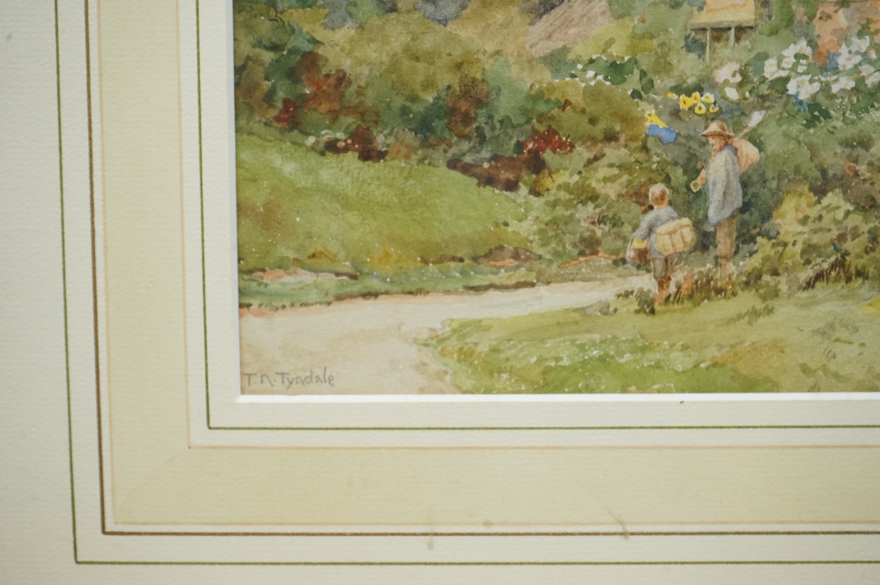Thomas Nicholson Tyndale (1860-1930), watercolour, Victorian flower garden, signed, 22 x 31cm